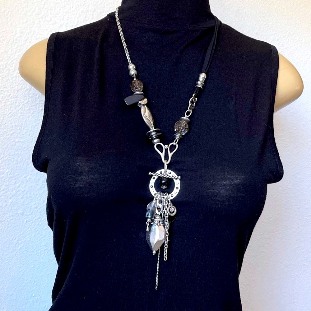 EUNHYE JEWELRY long black and silver necklace #3